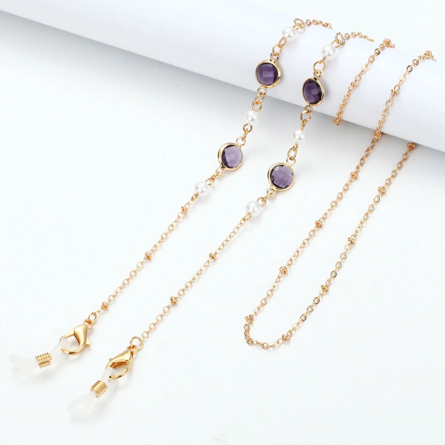 Vintage Fashion Women Eyeglasses Chain Face-Mask Holder Cord Metal Crystal Sunglass Chain Lanyard Non-Slip Reading Glasses Rope