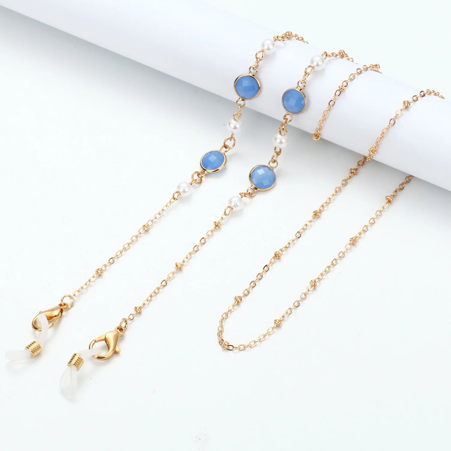 Vintage Fashion Women Eyeglasses Chain Face-Mask Holder Cord Metal Crystal Sunglass Chain Lanyard Non-Slip Reading Glasses Rope