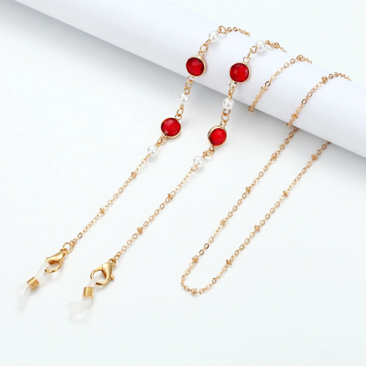Vintage Fashion Women Eyeglasses Chain Face-Mask Holder Cord Metal Crystal Sunglass Chain Lanyard Non-Slip Reading Glasses Rope