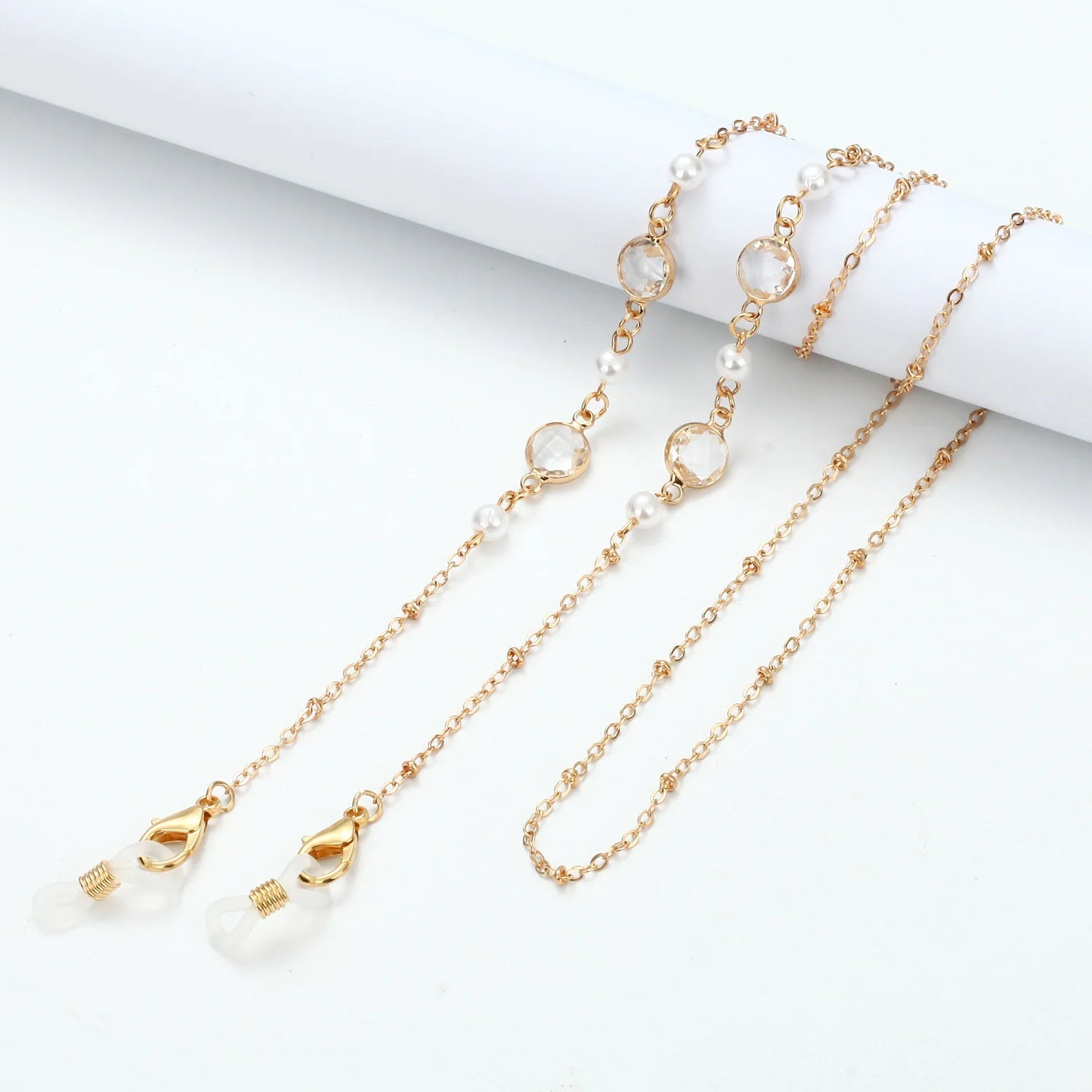 Vintage Fashion Women Eyeglasses Chain Face-Mask Holder Cord Metal Crystal Sunglass Chain Lanyard Non-Slip Reading Glasses Rope