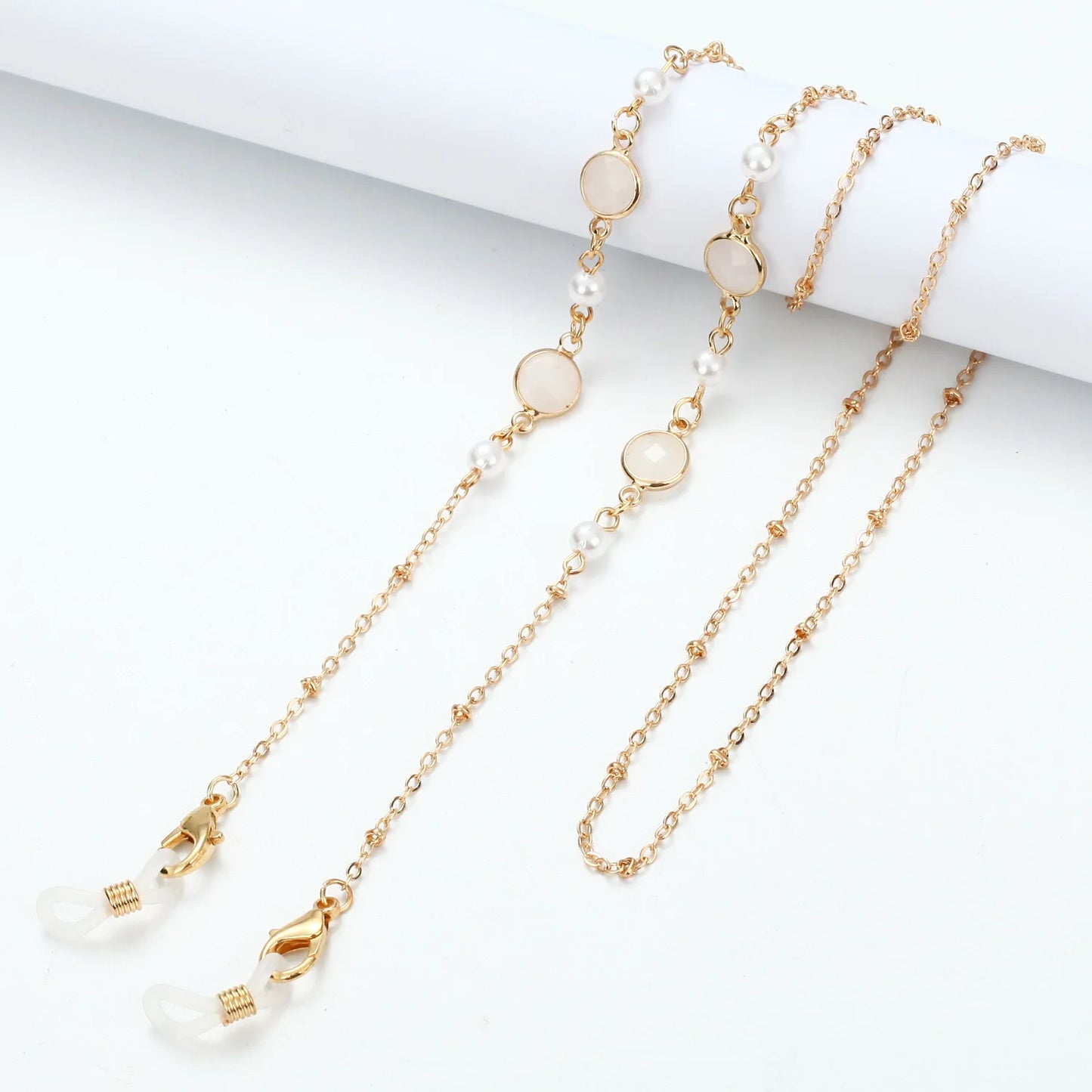 Vintage Fashion Women Eyeglasses Chain Face-Mask Holder Cord Metal Crystal Sunglass Chain Lanyard Non-Slip Reading Glasses Rope