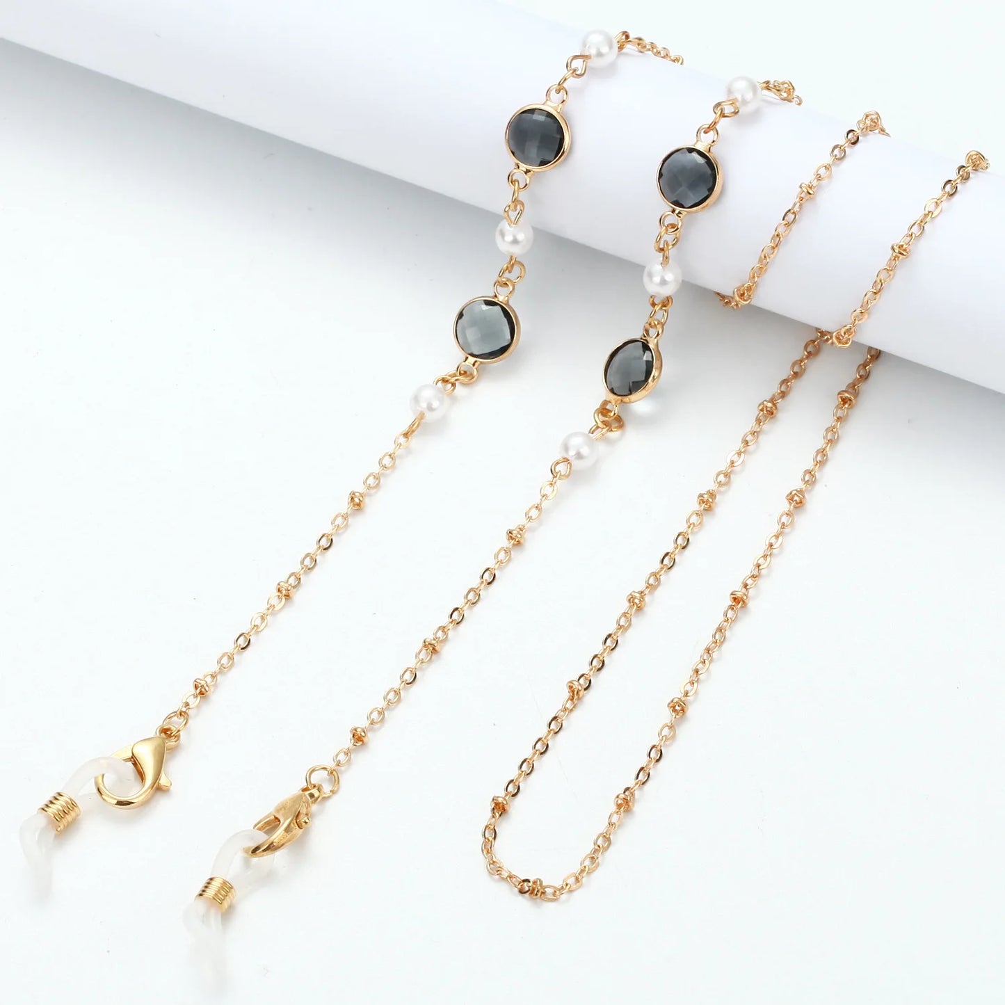 Vintage Fashion Women Eyeglasses Chain Face-Mask Holder Cord Metal Crystal Sunglass Chain Lanyard Non-Slip Reading Glasses Rope