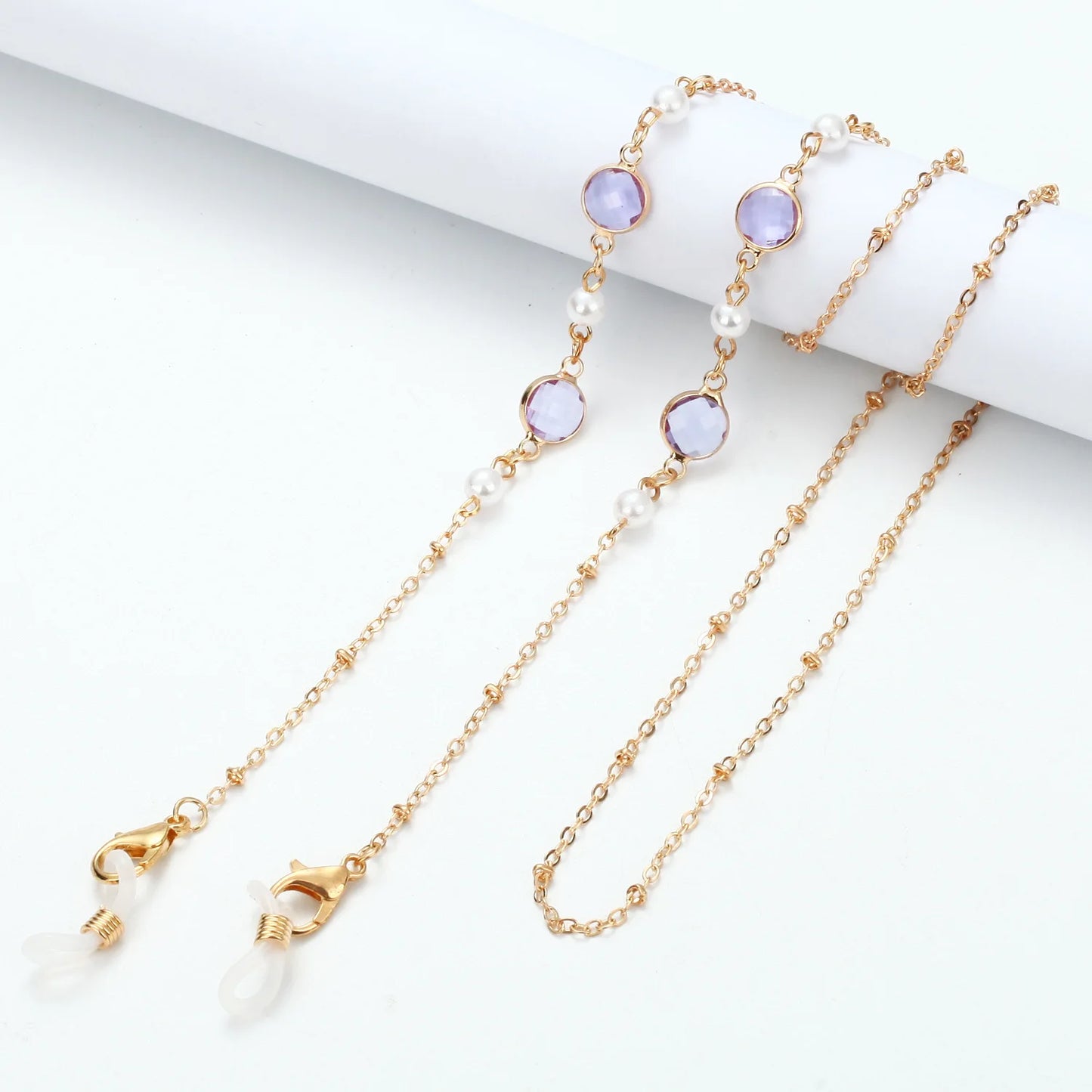 Vintage Fashion Women Eyeglasses Chain Face-Mask Holder Cord Metal Crystal Sunglass Chain Lanyard Non-Slip Reading Glasses Rope