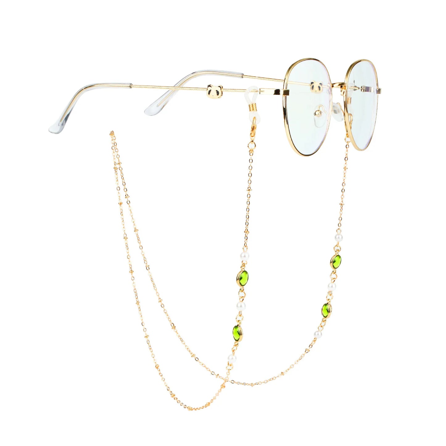 Vintage Fashion Women Eyeglasses Chain Face-Mask Holder Cord Metal Crystal Sunglass Chain Lanyard Non-Slip Reading Glasses Rope