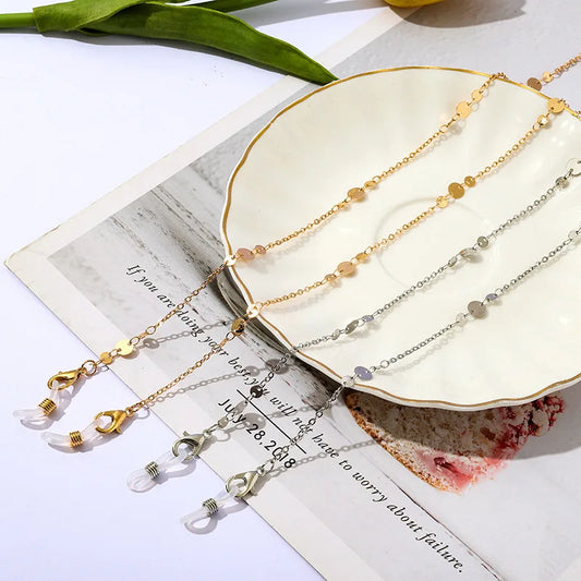 Vintage Gold Silver Eyeglasses Chain Metal Round Piece Face-Mask Holder Glasses Chain Lanyard For Women Sunglasses Chain Jewelry