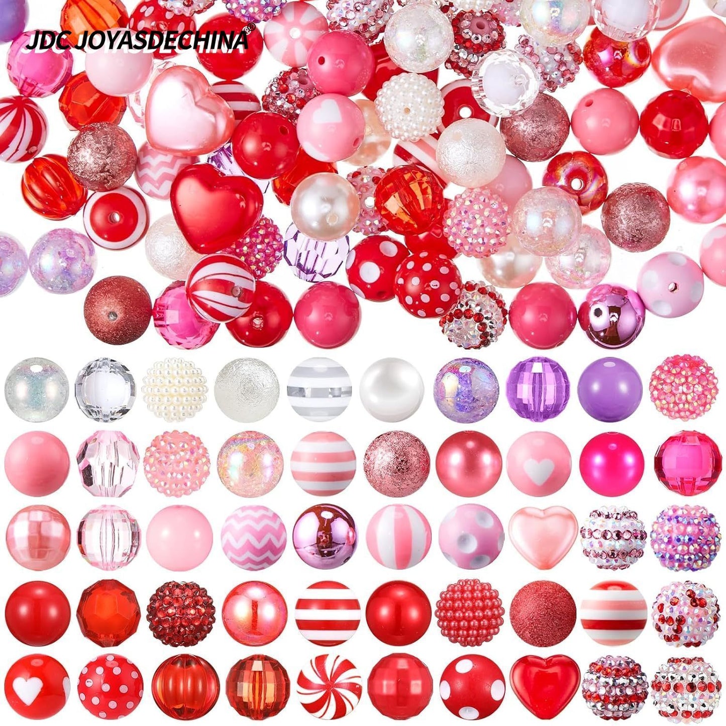 [100pcs Crystal Beads for Jewelry] 100pcs 20mm Mixed Crystal & Rhinestone Beads - Chunky Resin Sugar Beads for DIY Pen Decor, Keychains & Jewelry Crafting Supplies, JDC JOYASDECHINA