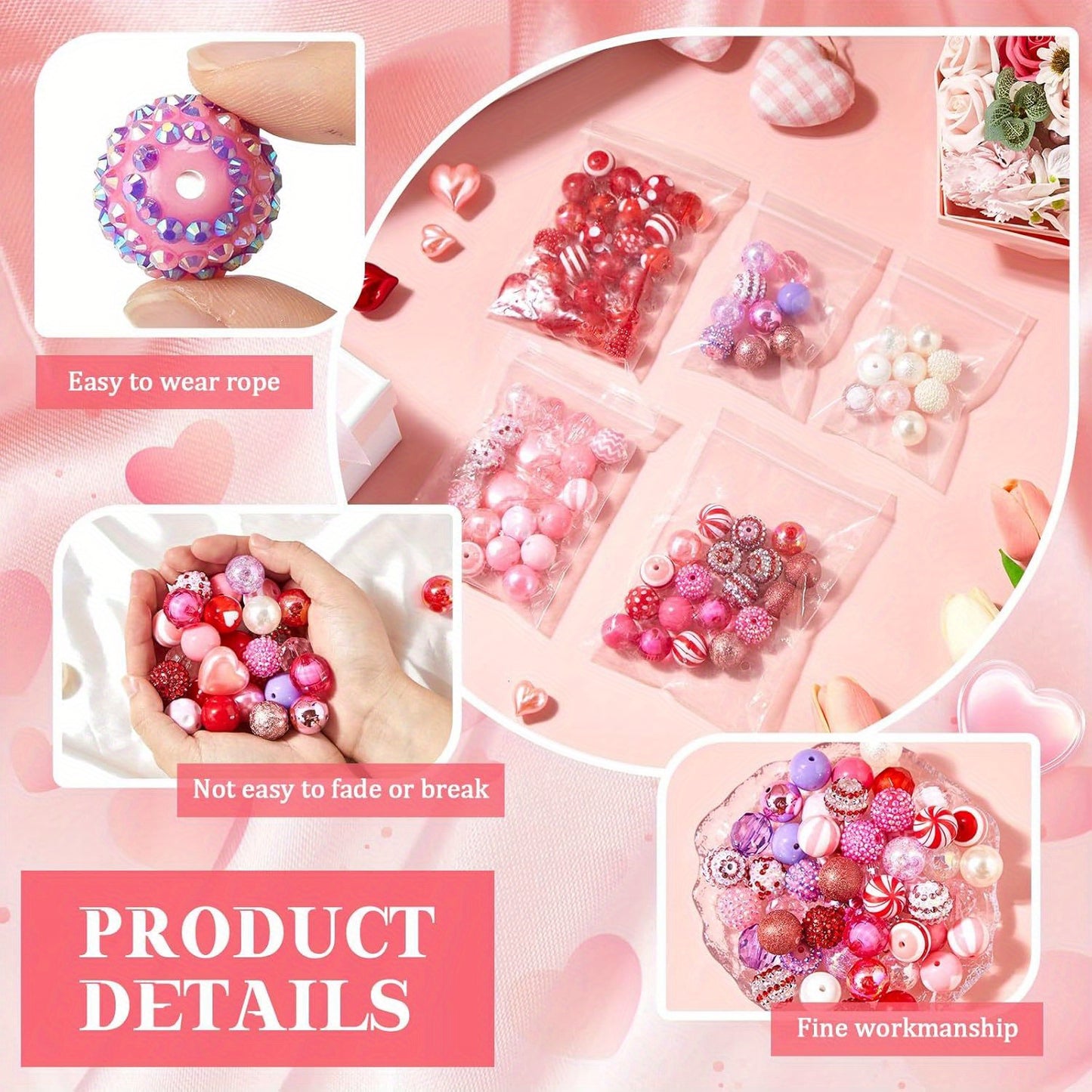 [100pcs Crystal Beads for Jewelry] 100pcs 20mm Mixed Crystal & Rhinestone Beads - Chunky Resin Sugar Beads for DIY Pen Decor, Keychains & Jewelry Crafting Supplies, JDC JOYASDECHINA