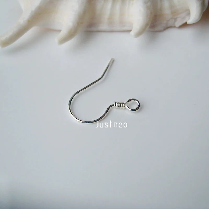 ear hook,0.6x15x19mm solid 925 sterling silver earring hooks with coil & open loop, sterling silver earring findings components