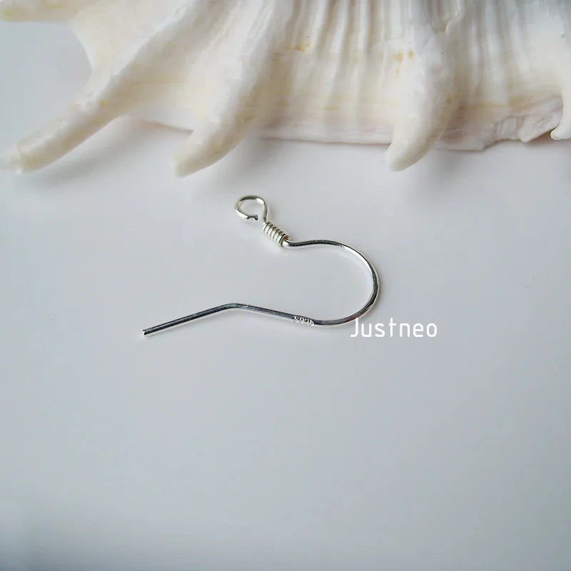 ear hook,0.6x15x19mm solid 925 sterling silver earring hooks with coil & open loop, sterling silver earring findings components