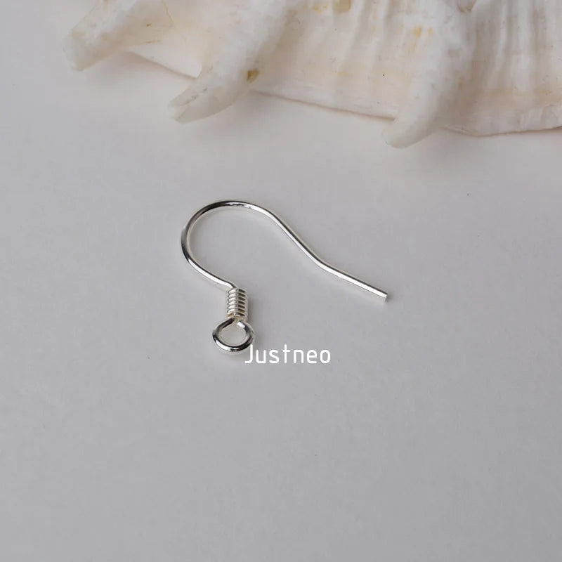 ear hook,0.8x15x16mm solid 925 sterling silver earring hooks with coil & open loop, sterling silver earring findings components