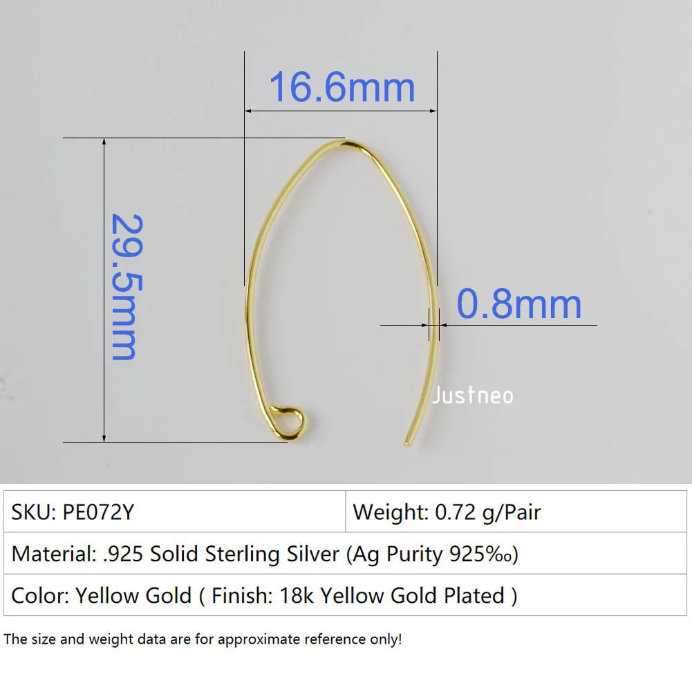 ear hook, solid 925 sterling silver earring wire hooks, sterling silver earring findings components