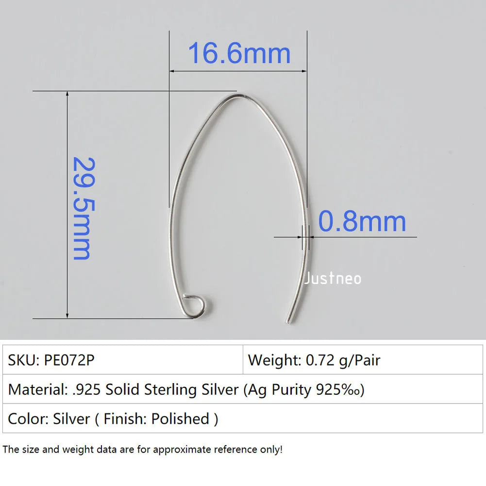 ear hook, solid 925 sterling silver earring wire hooks, sterling silver earring findings components