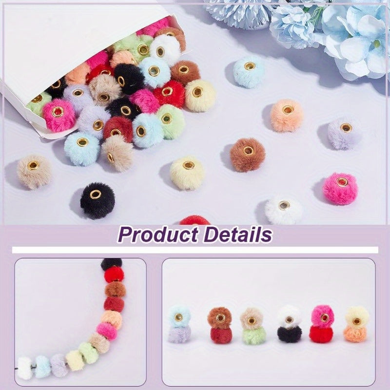 72PCS Fluffy 12 Colors Beads 20 mm Funny Pen Decorations with 4 mm Hole for DIY Craft Jewellery Making Supplies and Beadable Keychains